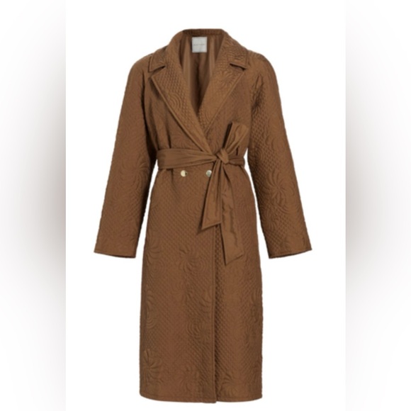 Elie Tahari Women's Quilted Floral-Stitch Coat - Picture 7 of 7